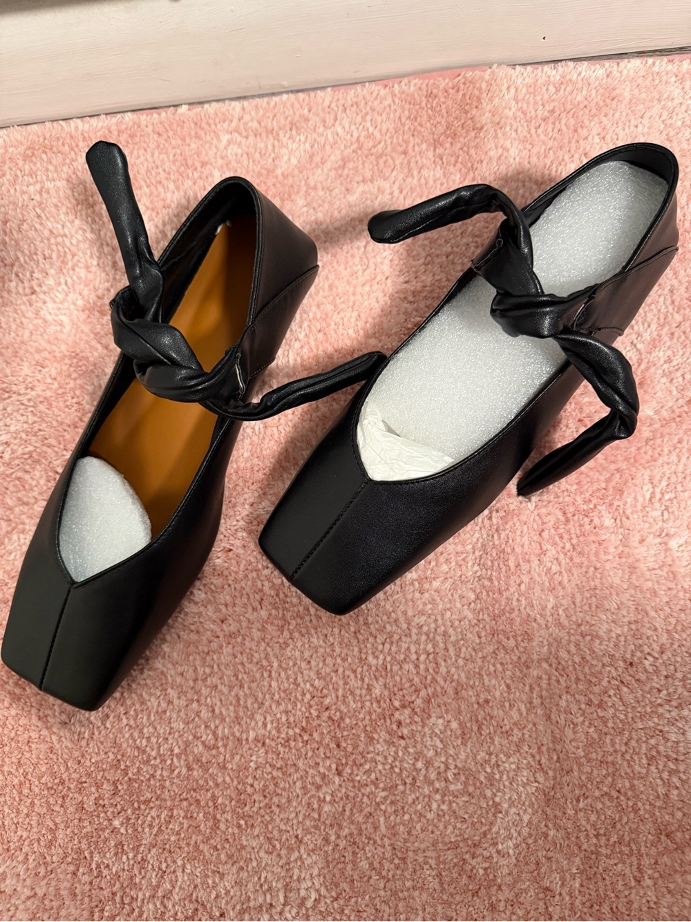 & Other Stories Black Square-Toe Knot Strap Heels